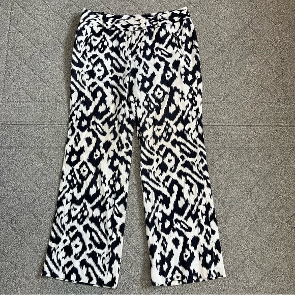 LOFT Pants - LOFT Marisa 100% Linen Ikat Print Wide Leg Pants Womens Size 4 Petite